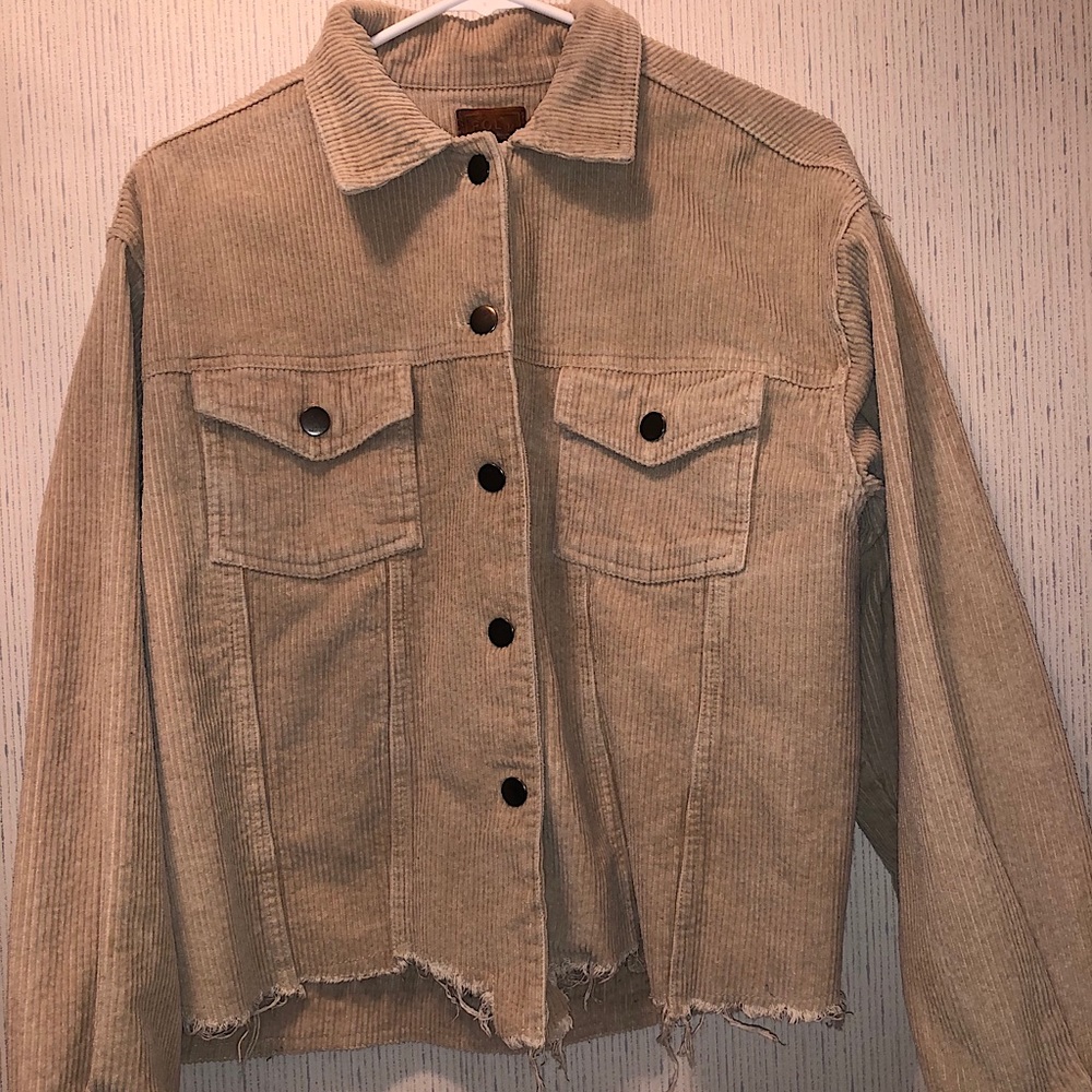 POL Women’s Cropped Corduroy Button-Up Jacket